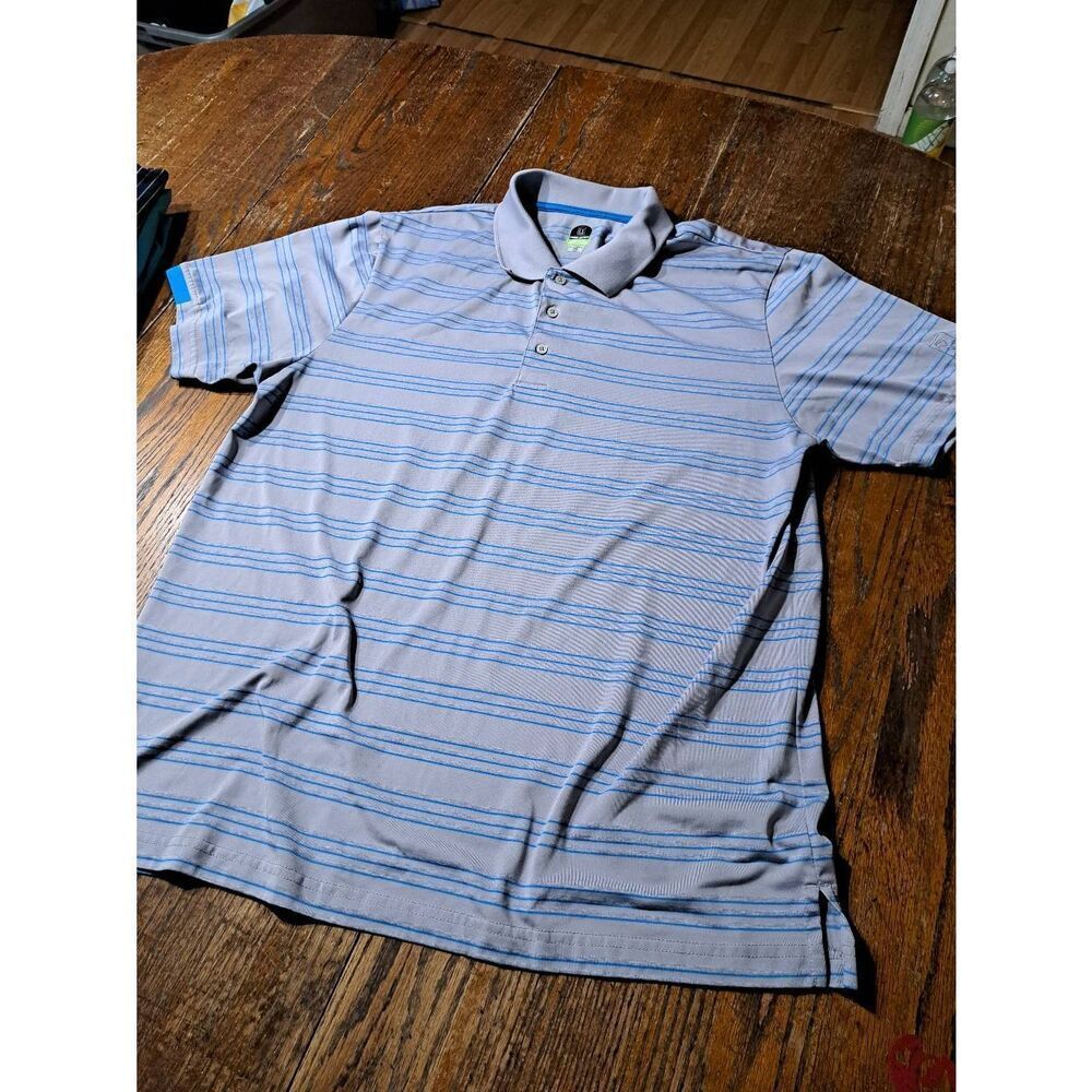 XXL Athletic Fit PGA Tour Pro Series Blue Grey 3 Button Short Sleeve Polo Shirt